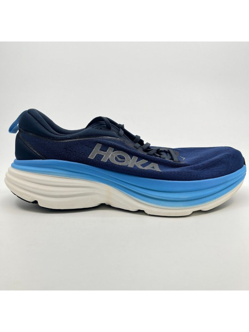 Hoka One One Bondi 8 Mens Size 12 Blue White Athletic Running Shoes Sneakers